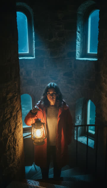 Mara climbing the lighthouse stairs