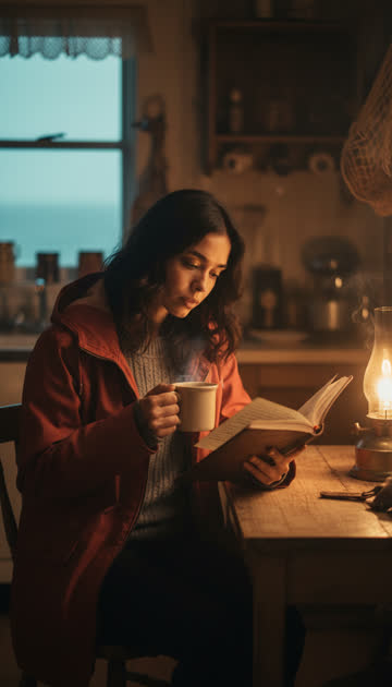 Mara reading the logbook