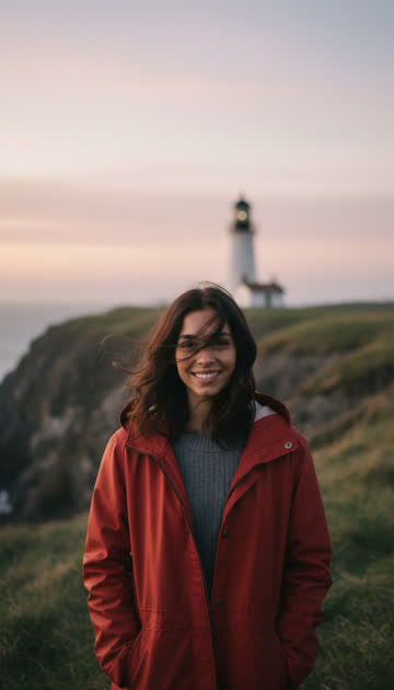 Mara on the cliff at dawn